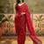 Red georgette bandhni saree with unstitched blouse piece
