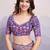 Purple bandhani printed georgette saree with multi-color embroidered border and blouse piece