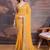 Yellow bandhani printed georgette saree with multi-color embroidered border and blouse piece