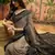 Grey georgette bandhni saree with unstitched blouse piece