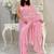 Baby pink all-over sequins striped georgette party wear saree with blouse piece