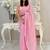 Baby pink all-over sequins striped georgette party wear saree with blouse piece