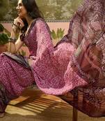 Onion georgette bandhni saree with unstitched blouse piece