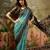 Rama georgette bandhni saree with unstitched blouse piece