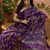 Purple georgette bandhni saree with unstitched blouse piece