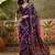 Purple georgette bandhni saree with unstitched blouse piece