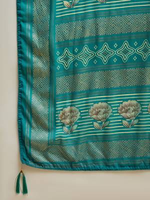 Rama georgette bandhni saree with unstitched blouse piece 5