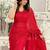 Red all-over sequins striped georgette party wear saree with blouse piece