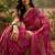 Rani georgette bandhni saree with unstitched blouse piece