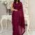 Wine all-over sequins striped georgette party wear saree with blouse piece