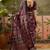 Wine georgette bandhni saree with unstitched blouse piece