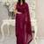 Wine all-over sequins striped georgette party wear saree with blouse piece