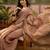 Brown cotton silk printed saree with unstitched blouse piece