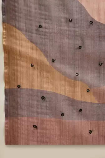 Brown cotton silk blend printed saree with unstitched blouse piece