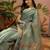 Gren cotton silk printed saree with unstitched blouse piece