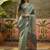 Gren cotton silk printed saree with unstitched blouse piece