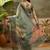 Gren cotton silk printed saree with unstitched blouse piece