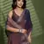 Brown silk blend satin embellished saree with unstitched blouse piece