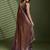 Brown silk satin embellished saree with unstitched blouse piece