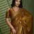 Gold silk blend satin embellished saree with unstitched blouse piece