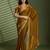 Gold silk satin embellished saree with unstitched blouse piece