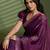 Wine silk satin embellished saree with unstitched blouse piece