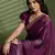 Wine silk blend satin embellished saree with unstitched blouse piece