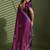 Wine silk satin embellished saree with unstitched blouse piece