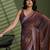 Brown silk satin embellished saree with unstitched blouse piece