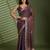 Brown silk satin embellished saree with unstitched blouse piece