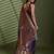 Brown silk satin embellished saree with unstitched blouse piece