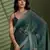 Green silk blend satin embellished saree with unstitched blouse piece