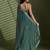 Green silk satin embellished saree with unstitched blouse piece