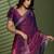 Wine silk satin embellished saree with unstitched blouse piece