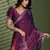 Wine silk blend satin embellished saree with unstitched blouse piece