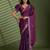 Wine silk satin embellished saree with unstitched blouse piece