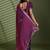 Wine silk satin embellished saree with unstitched blouse piece