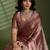Brown silk chiffon embellished saree with unstitched blouse piece