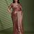 Brown silk chiffon embellished saree with unstitched blouse piece