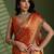 Rust silk chiffon embellished saree with unstitched blouse piece