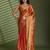Rust silk chiffon embellished saree with unstitched blouse piece