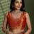Rust silk chiffon embellished saree with unstitched blouse piece