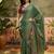 Green chiffon bandhni saree with unstitched blouse piece