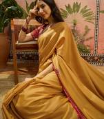 Mustard chiffon bandhni saree with unstitched blouse piece