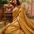 Mustard chiffon bandhni saree with unstitched blouse piece