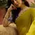 Brown neon chiffon embroidered saree with unstitched blouse piece