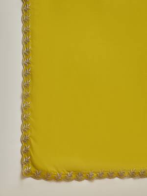 Brown neon chiffon embroidered saree with unstitched blouse piece 5