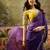 Purple neon chiffon embroidered saree with unstitched blouse piece