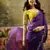 Purple neon chiffon embroidered saree with unstitched blouse piece