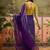 Purple neon chiffon embroidered saree with unstitched blouse piece